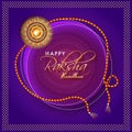 Stylish text Happy Raksha Bandhan on ornamental frame decorated Royalty Free Stock Photo