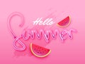 Stylish text of Hello Summer on pink background. Royalty Free Stock Photo