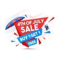 Stylish text 4th of July, Statue of Liberty, and Buy One and Get