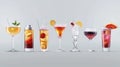 Stylish transparent cocktail glass mockup for long drinks. Modern illustration of bar and restaurant shiny glassware Royalty Free Stock Photo