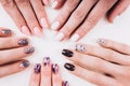 Stylish trendy manicure. Women`s hands. Advertising nail salon. Manicure.