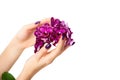 Stylish trendy purple female manicure