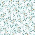 Stylish trendy seamless vector floral ditsy pattern of vibrant leaves and trees. Modern foliage repeating pattern