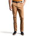 Stylish twill chino pants in British khaki with a slim fit and cuffed ankles suspended