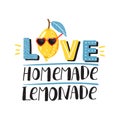 Stylish typography slogan design `Love homemade lemonade` sign.