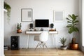 Elegant Minimalist Home Office with Desk and Accessories