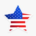 Stylish united states of america flag in star design style on white background