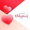 Stylish valentine`s day background with two hearts