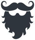 Stylish vector illustration of a beard and mustache with a distinct vintage curl for designs Royalty Free Stock Photo