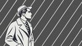 Man in Trench Coat and Hat with Abstract Lines, vector design Generative AI Royalty Free Stock Photo