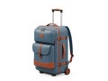 A stylish and versatile rolling backpack with a unique blue and brown design Royalty Free Stock Photo