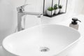 Vessel sink on bathroom counter. Interior design Royalty Free Stock Photo