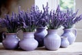 Stylish vintage inspired home decor featuring delightful lavender flower decorations Royalty Free Stock Photo