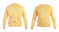Stylish warm yellow sweater isolated, back and front Royalty Free Stock Photo