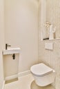 Stylish washroom with hanging toilet Royalty Free Stock Photo