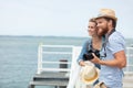 stylish wealthy couple on luxury yacht Royalty Free Stock Photo