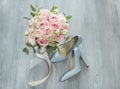 stylish wedding attributes of bride. classic bride& x27;s bouquet