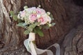 stylish wedding attributes of bride. classic bride& x27;s bouquet Royalty Free Stock Photo