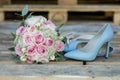 stylish wedding attributes of bride. classic bride& x27;s bouquet