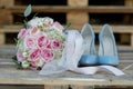 stylish wedding attributes of bride. classic bride& x27;s bouquet