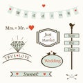 Stylish wedding elements and logos and labelsand symbols, vector