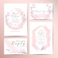 Stylish Wedding Invitation Template Set of Outlined Floral