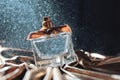 Wet perfume on dark background Royalty Free Stock Photo