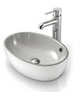 Stylish white bathroom fixture vessel sink isolated clean and white background Royalty Free Stock Photo