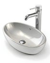 Stylish white bathroom fixture vessel sink isolated clean and white background Royalty Free Stock Photo