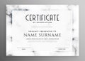 Stylish white certificate design with marble texture