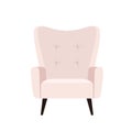 Stylish white comfortable chair in flat cartoon style. Part of the interior of a living room or office Royalty Free Stock Photo