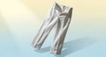 Stylish White Corduroy Pants Suspended Against a Smooth Gradient Backdrop Royalty Free Stock Photo