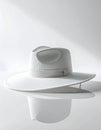 Stylish White Fedora Hat with Reflection Royalty Free Stock Photo