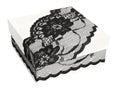 Stylish white gift box, decorated with exquisite black lace ribbon