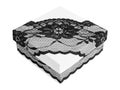 Stylish white gift box, decorated with exquisite black lace ribbon