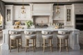 Stylish white kitchen design in a lavish luxury home