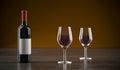 Stylish Wine Bottle And Glass Full OF Wine Royalty Free Stock Photo