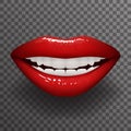 Stylish woman lips slightly open mouth fashion mockup transparent background design vector illustration