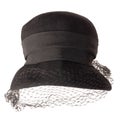 Stylish woman retro hat with black decorative mesh