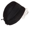 Stylish woman retro hat with black decorative mesh