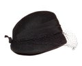 Stylish woman retro hat with black decorative mesh