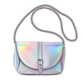 Stylish women`s handbag. Colors holographic with chain handle