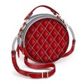 Stylish women`s leather round red handbag