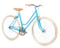 Stylish womens blue bicycle isolated on white
