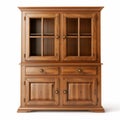 Stylish Wooden China Cabinet With Glass Doors - High Quality Hutch Royalty Free Stock Photo