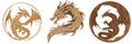 Stylish wooden dragon logo in 2D style AI Generated