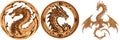 Stylish wooden dragon logo in 2D style AI Generated
