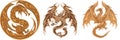 Stylish wooden dragon logo in 2D style AI Generated