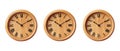 Stylish Wooden Wall Clocks Set of Three Modern Timepieces Royalty Free Stock Photo