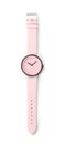 Stylish wrist watch on white background. Fashion